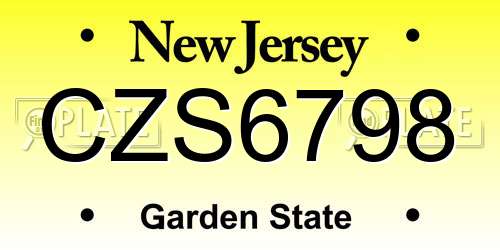 CZS6798 New Jersey License Plate