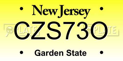 CZS73O New Jersey License Plate