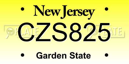 CZS825 New Jersey License Plate