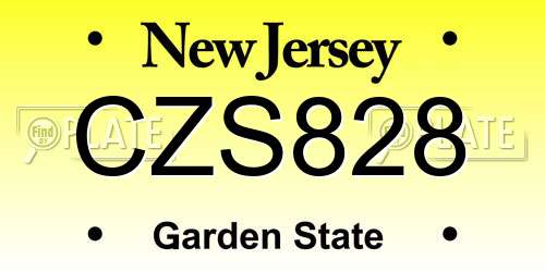 CZS828 New Jersey License Plate