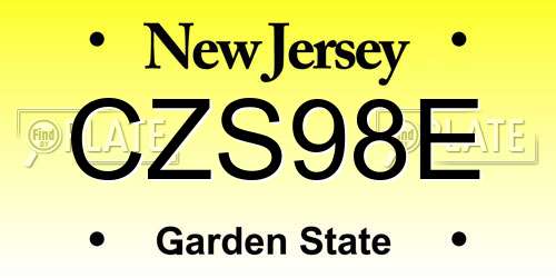 CZS98E New Jersey License Plate