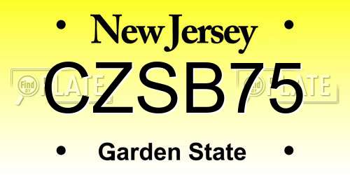 CZSB75 New Jersey License Plate