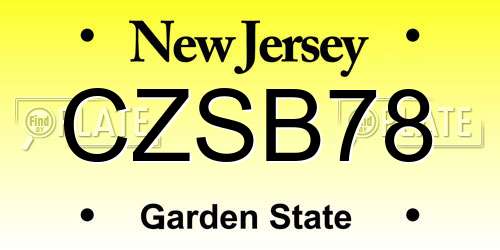 CZSB78 New Jersey License Plate