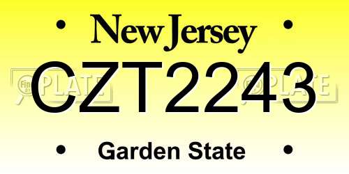 CZT2243 New Jersey License Plate