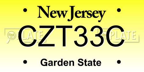 CZT33C New Jersey License Plate