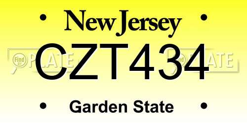 CZT434 New Jersey License Plate