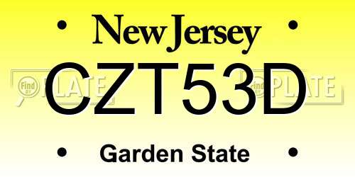 CZT53D New Jersey License Plate