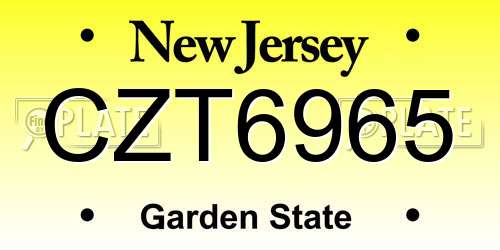 CZT6965 New Jersey License Plate