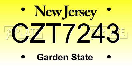 CZT7243 New Jersey License Plate