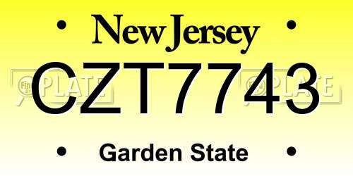 CZT7743 New Jersey License Plate