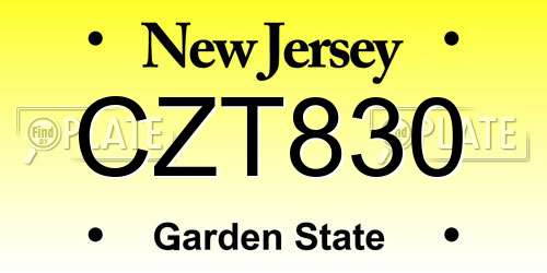CZT830 New Jersey License Plate