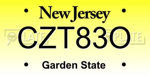 CZT83O New Jersey License Plate