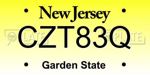 CZT83Q New Jersey License Plate