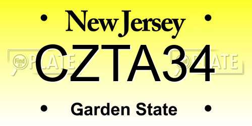 CZTA34 New Jersey License Plate