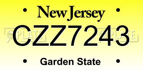 CZZ7243 New Jersey License Plate