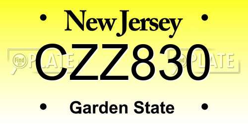 CZZ830 New Jersey License Plate