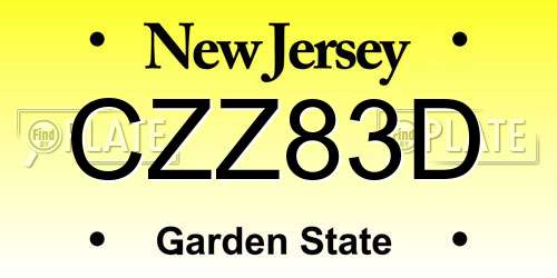 CZZ83D New Jersey License Plate