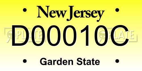 D00010C New Jersey License Plate
