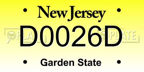 D0026D New Jersey License Plate