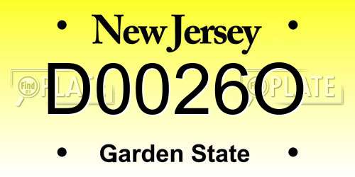 D0026O New Jersey License Plate