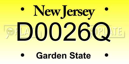 D0026Q New Jersey License Plate