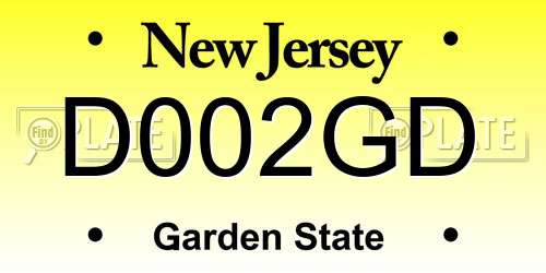D002GD New Jersey License Plate