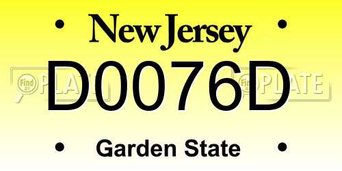 D0076D New Jersey License Plate