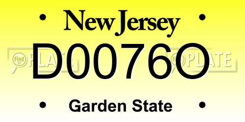 D0076O New Jersey License Plate