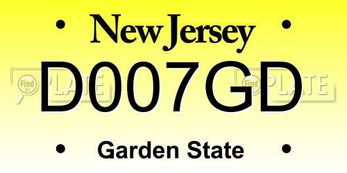 D007GD New Jersey License Plate