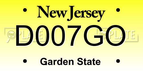 D007GO New Jersey License Plate