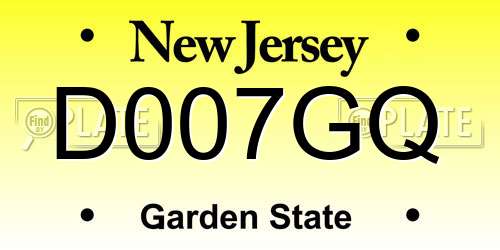 D007GQ New Jersey License Plate