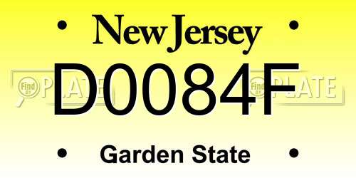 D0084F New Jersey License Plate
