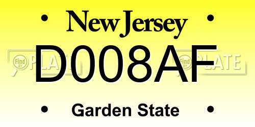 D008AF New Jersey License Plate