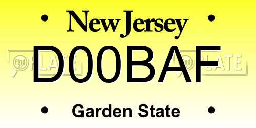 D00BAF New Jersey License Plate