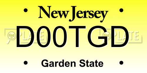 D00TGD New Jersey License Plate