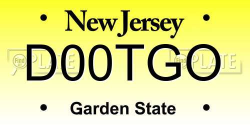 D00TGO New Jersey License Plate