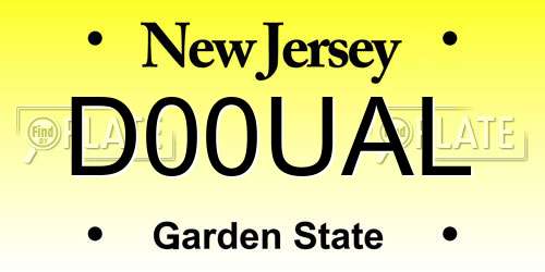 D00UAL New Jersey License Plate