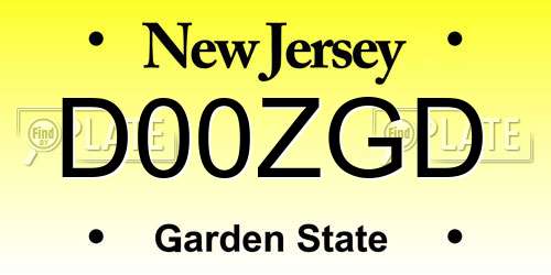 D00ZGD New Jersey License Plate