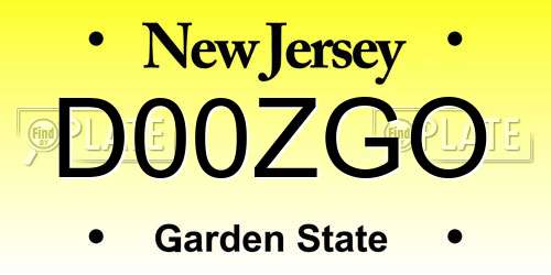 D00ZGO New Jersey License Plate