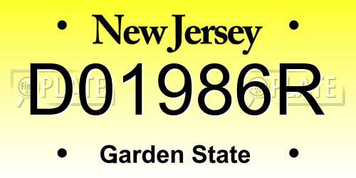 D01986R New Jersey License Plate