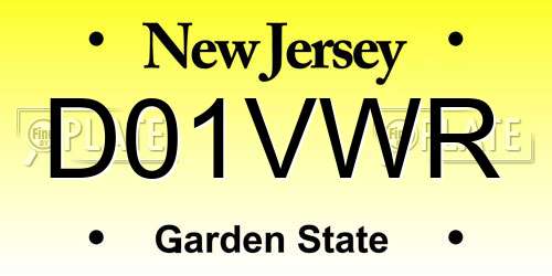 D01VWR New Jersey License Plate