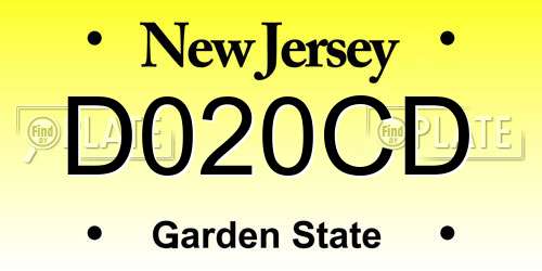 D020CD New Jersey License Plate