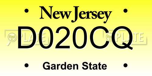 D020CQ New Jersey License Plate