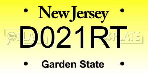 D021RT New Jersey License Plate