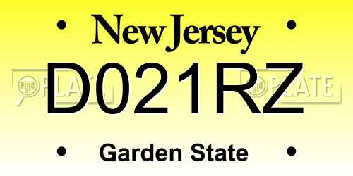 D021RZ New Jersey License Plate