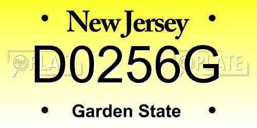 D0256G New Jersey License Plate