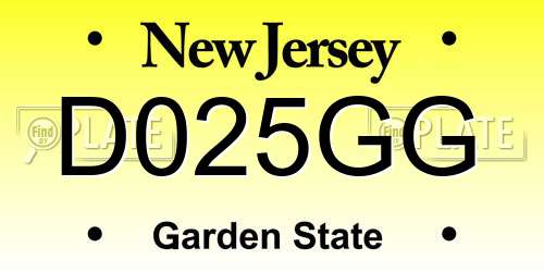 D025GG New Jersey License Plate