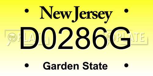 D0286G New Jersey License Plate