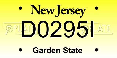 D0295I New Jersey License Plate