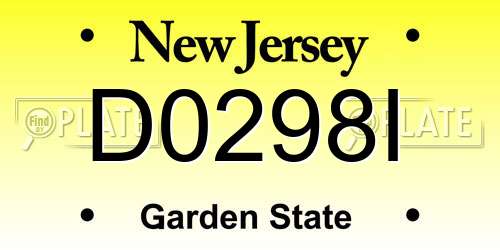 D0298I New Jersey License Plate
